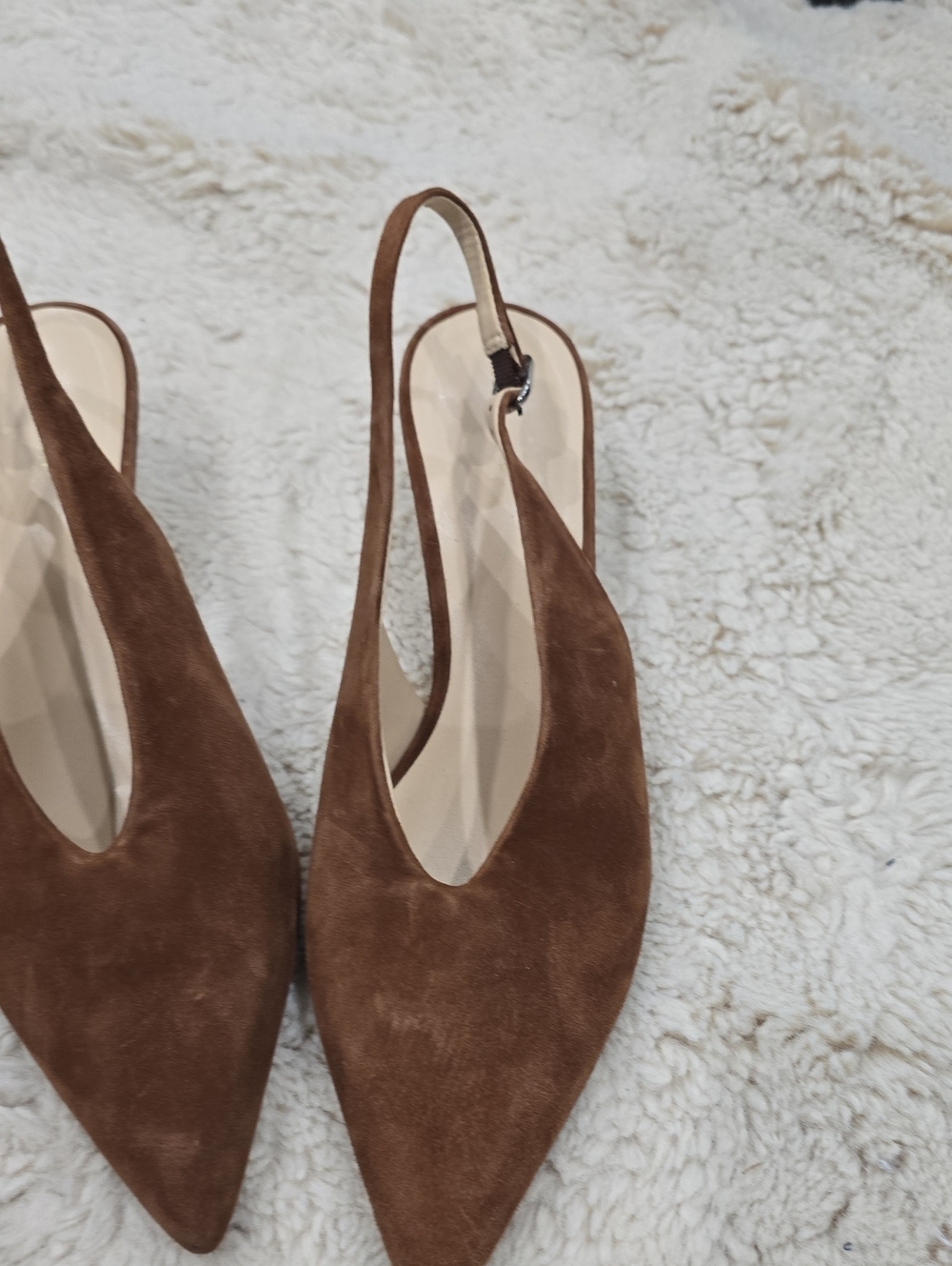 Anthropologie Brown Suede Pointed Slingback Flats